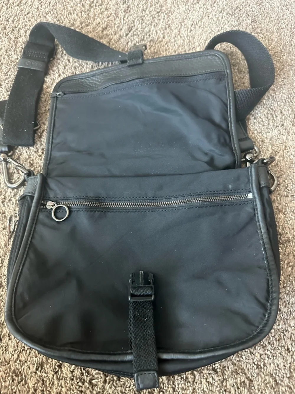 Lululemon Black Fold Over Crossbody Messenger Bag Buckle Flap Athleisure Chic